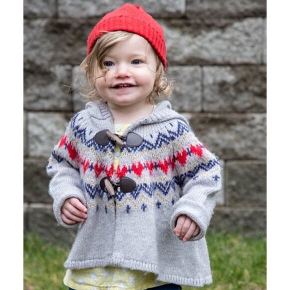 OshKosh B'gosh Fair Isle Cardigan Sweater Baby 3-6m Nordic Hooded Toggle Closure - Picture 1 of 10